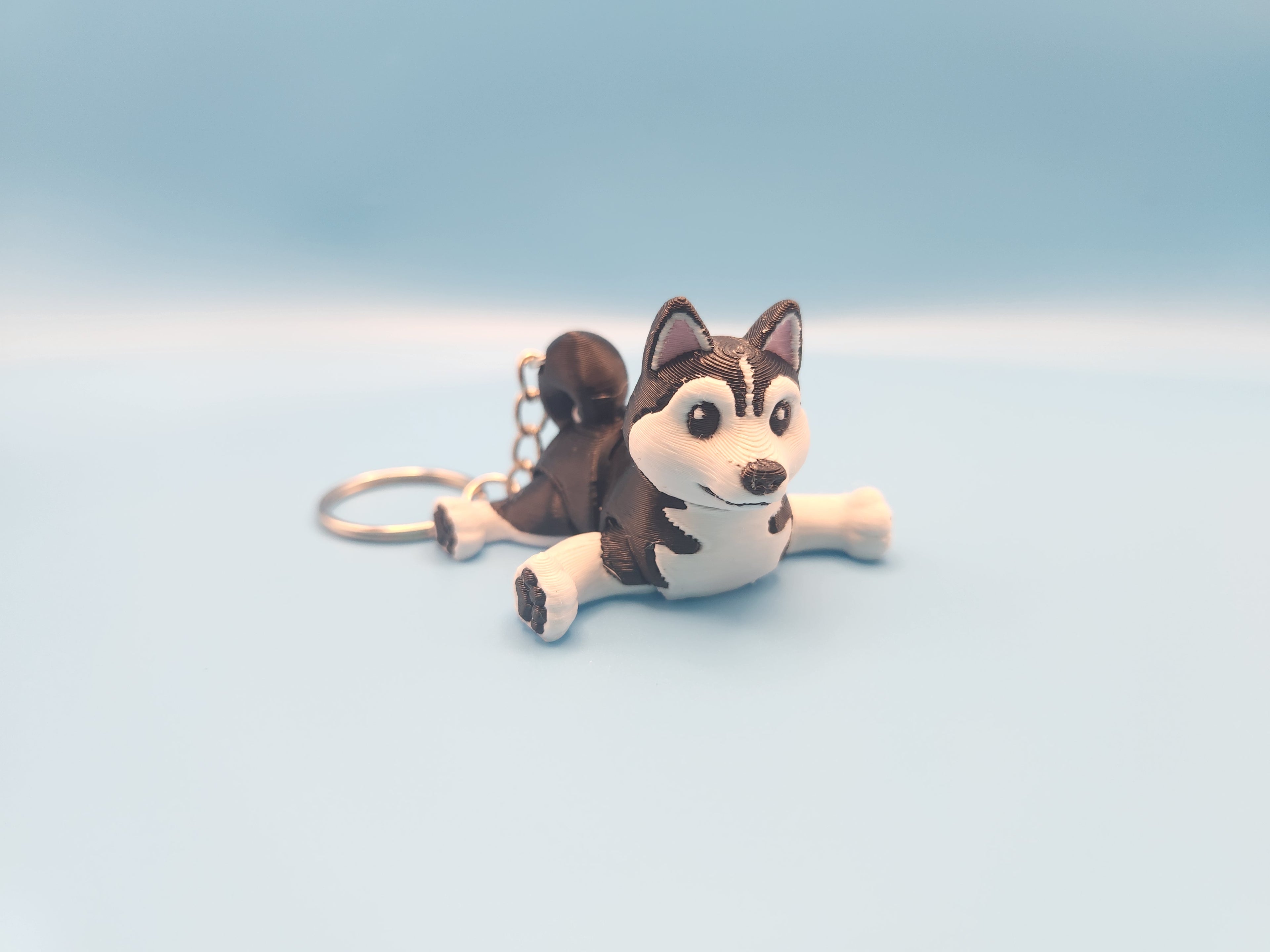 Huskey Pup Fidget Buddy Keychain | 3D Printed Articulated Husky Charm