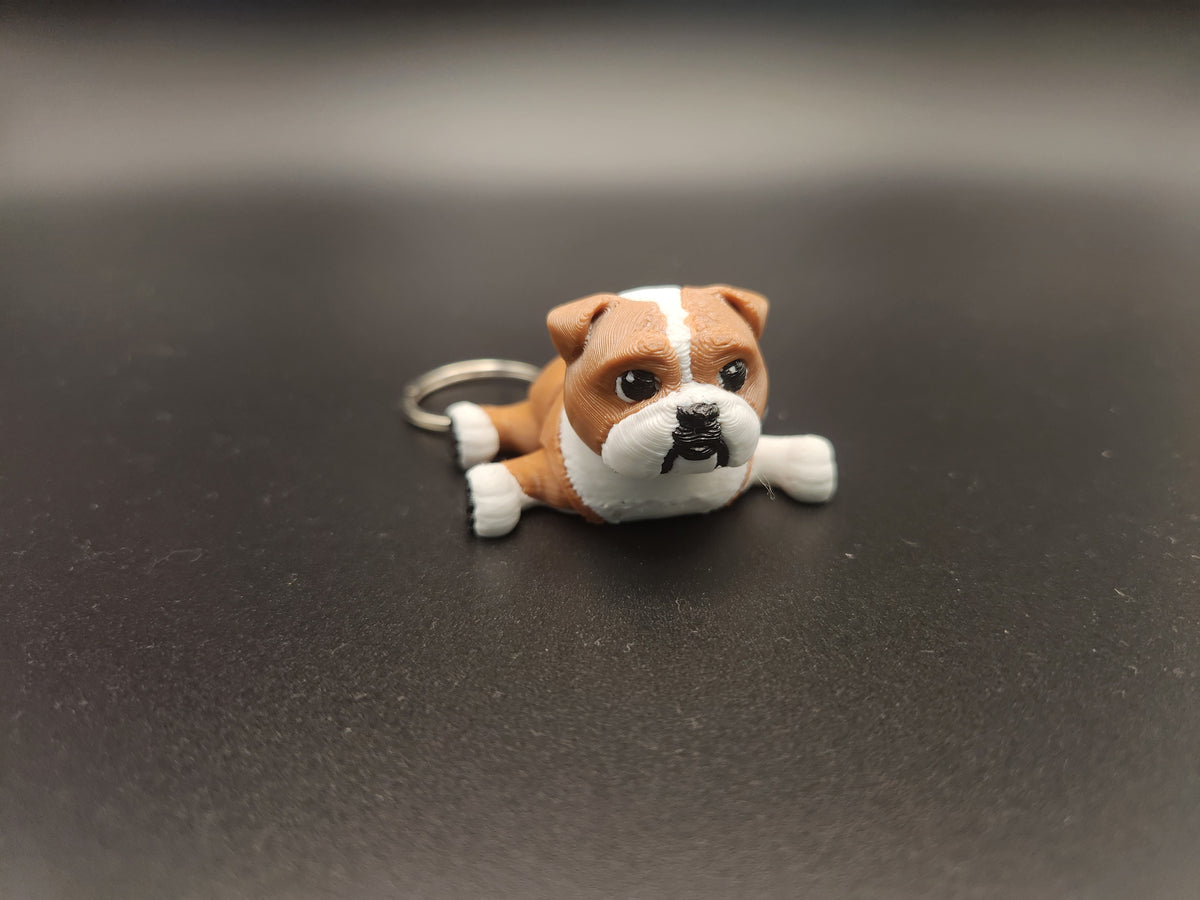Bulldog Fidget Buddy Keychain | 3D Printed Articulated Bulldog Charm