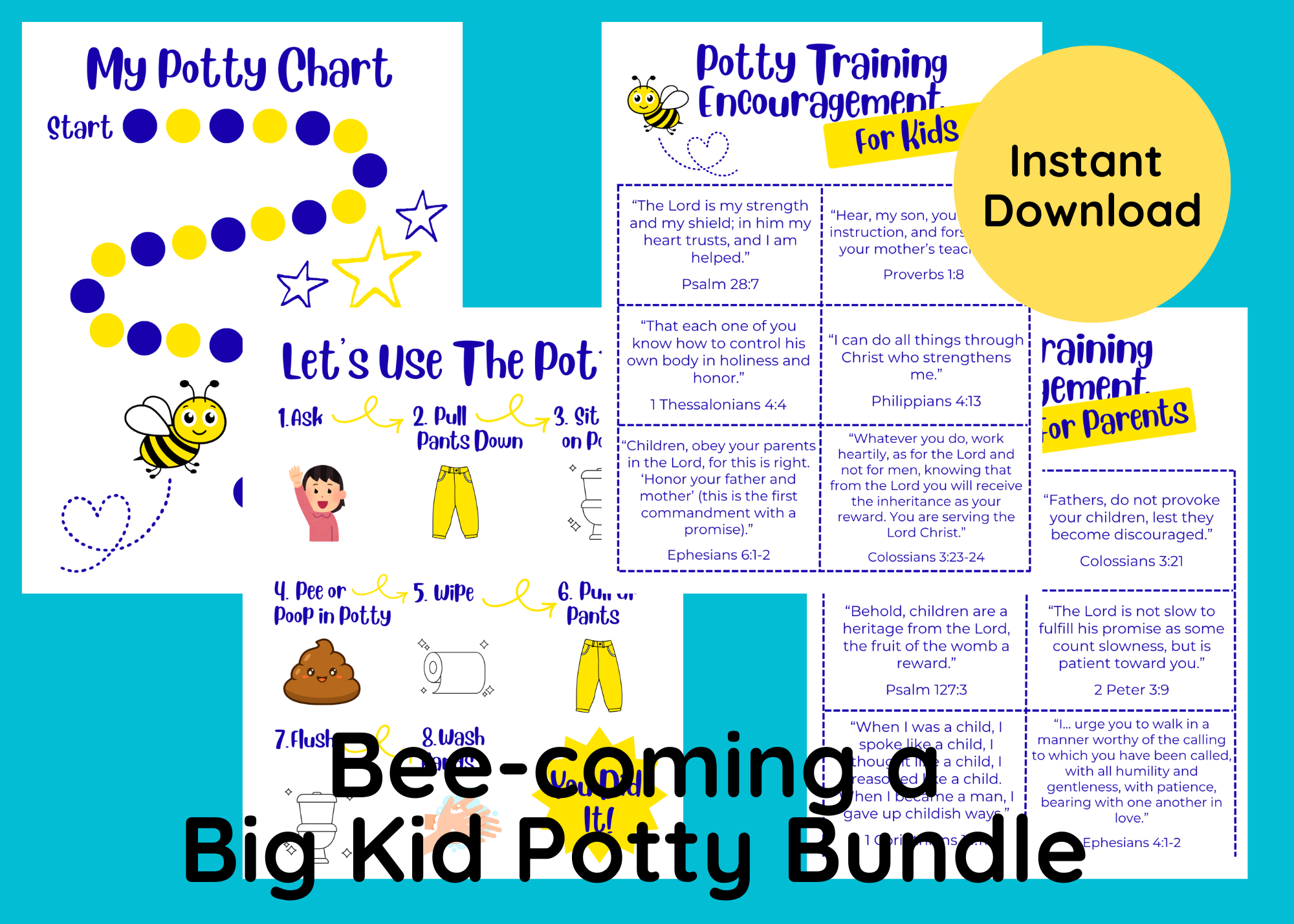 Bee‑coming a Big Kid Potty Bundle – Printable PDF